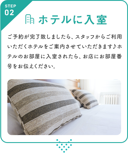 ホテルに入室